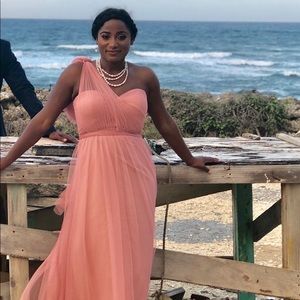 Pink chiffon bridesmaids/ prom dress